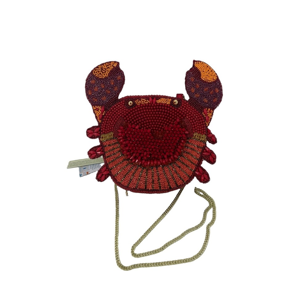 CRAB Beaded Bag Red Crossbody Handcrafted in India NWT Summer